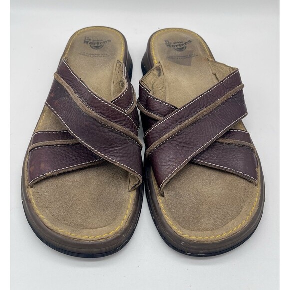 Vintage Doc Martens Brown Leather Criss Cross Slip On Sandal Size 7 #8A53 Dr. main image 5
